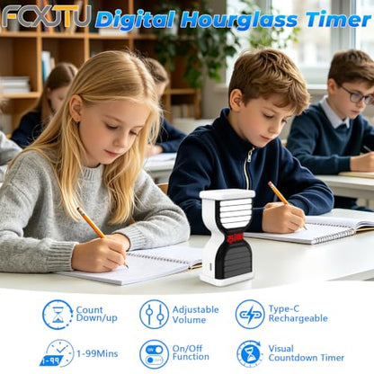Digital Hourglass Timer for Productivity, Visual Countdown with Flight Flow - color: White