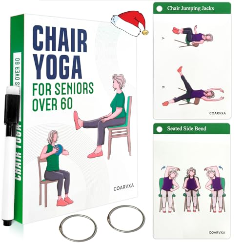Chair Yoga Workouts for Elderly-58 Exercise Cards with Chair Yoga,Gentle Seated Yoga Guide, Chair Yoga for Weight Loss & Flexibility-Exercise Cards for Seniors Over 60 - color: Elderly Chair Yoga