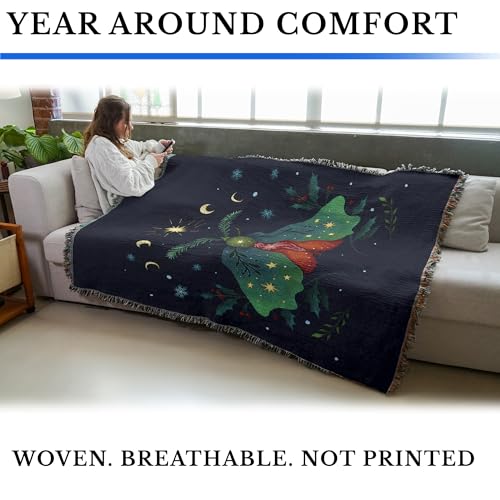 Pure Country Weavers Christmas Moth by Episodic Drawing - Gift Tapestry Throw Blanket Woven from Cotton - Made in The USA (72x54) - color: Christmas Moth, size: 72x54