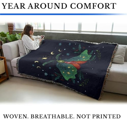 Pure Country Weavers Christmas Moth by Episodic Drawing - Gift Tapestry Throw Blanket Woven from Cotton - Made in The USA (72x54) - color: Christmas Moth, size: 72x54