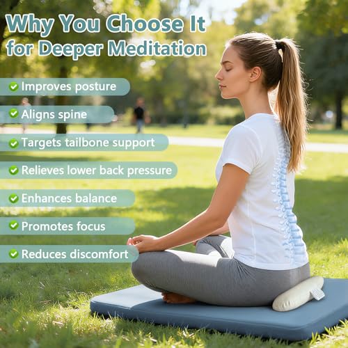 Meditation Cushion, Floor Pillows for Sitting, Organic Yoga Mats Ergonomic Meditation Seat Cushions, White Yoga Body Pillow for Men Women, Adults Portable Travel Meditation Back Support Floor Pad