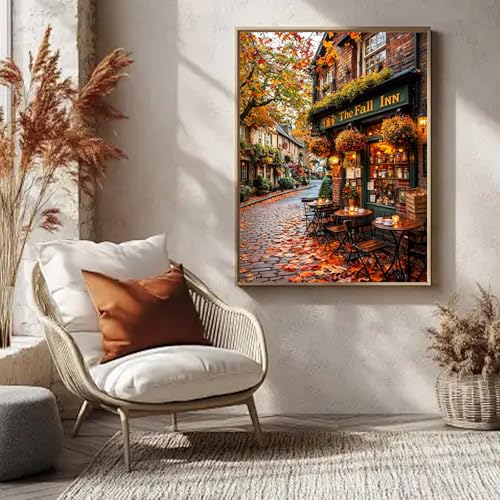 Autumn Paint by Numbers kit for Adults, Fall DIY Painting Kits 16x20inch | Autumn Paint by Number Adult, Inn Painting by Numbers for Adults, Arts and Crafts for Adults, Gifts and Home Decor - color: Autumn, size: 16x20inch