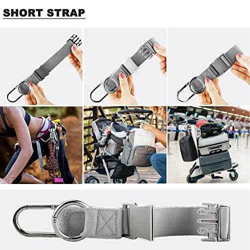 ZINZ Elastic Jacket Gripper Travel Strap with D-Ring Hooks and Buckle, Suitcase Straps Belts Travel Accessories, Makes Your Hands Free - color: Gray