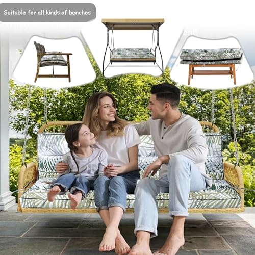 Porch Swing Cushion Three Seat Waterproof, Bamboo Leaves, 40 x 55in - color: Bamboo Leaves, size: 40 x 55in