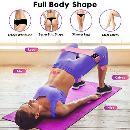 Bundle Set of 8 Resistance Bands for Workout, 5 Latex Exercise Bands and 3 Fabric Booty Bands with 2 Portable Bags
