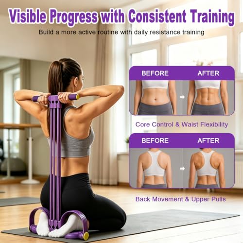 2026 New Multifunction Pedal Resistance Band with Handles, 6-Tube Detachable Tension Rope, Adjustable Foot Pedal Exercise Bands for Abdomen, Waist, Arm, Leg Training, Home Gym & Pilates Gift