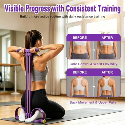 2026 New Multifunction Pedal Resistance Band with Handles, 6-Tube Detachable Tension Rope, Adjustable Foot Pedal Exercise Bands for Abdomen, Waist, Arm, Leg Training, Home Gym & Pilates Gift