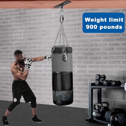 2Pack Ceiling Mount Swing Hanger with Bearing 900 LB Capacity Heavy Bag Hanger 360° Swivel Hook Hanging Chair Mount Stainless Steel Swing Hardware for Aerial Silks, Punching Bag, Hammock, Porch Swings - color: 2pack- 4 Holes Black Base Swing Hanger