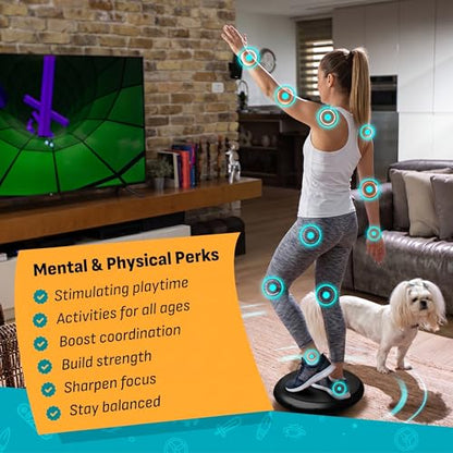 GoBalance Board - App-Enabled Balance Board. Smart Bluetooth Sensor, 12 FREE Interactive Games - Fun, Balance Training and Home Gym Workout! Boost Coordination & Strength for Teens and Adults