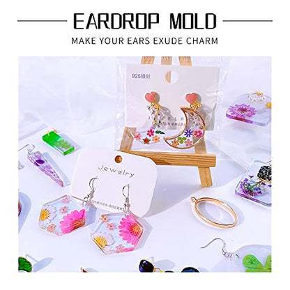 54 Pcs Epoxy Resin Jewelry Molds for Beginners, Moldes De Silicona para Resina for Earrings Pendants Necklaces Keychains Making, Variety Silicone Casting Mould with Hole for Boho Art Crafts - color: 54pcs Jewelry Molds