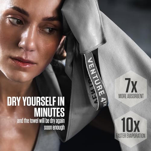 VENTURE 4TH Quick Dry Microfiber Towel for Camping & Gym - Light Gray Large - color: Light Gray, size: 60.00" x 31.50"