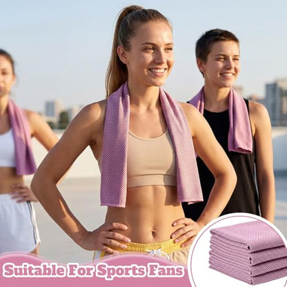Honoson 30 Pack Cooling Towels for Neck and Face, 27 x 16 in, Pink - color: Pink