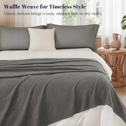 PHF Lightweight Waffle Weave Blanket Twin Size for Bed Grey 66"x90" - color: Grey, size: Twin(66"x90")