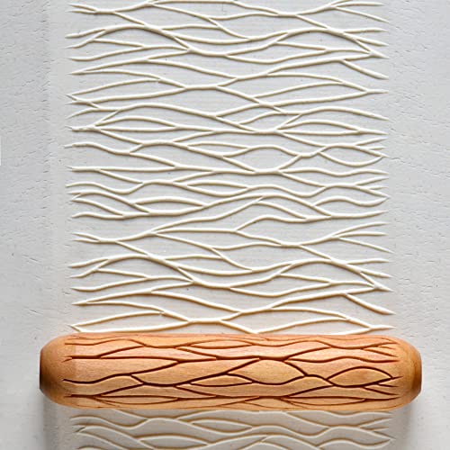 MKM Pottery Tools Wood Big Hand Rollers for Clay (BHR-88 Sedimentary Layers 2) - color: BHR-88 Sedimentary Layers 2