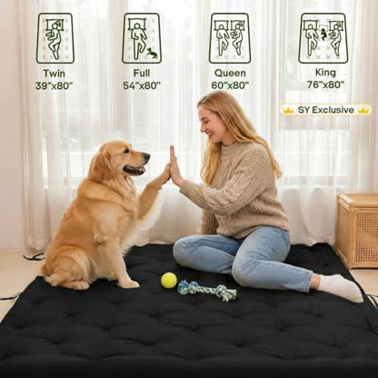 Syrinx Water Resistant Japanese Floor Mattress Futon, Full Size 75"x54" - color: Black, size: Full(75"L x 54"W x 4"Th)