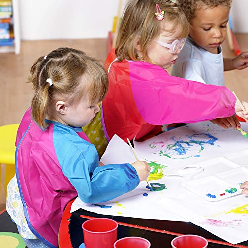 Zkptops 2 Pack Kids Art Smock Colorful Waterproof Children Art Aprons Artist Painting Aprons with Long Sleeve 3 Roomy Pockets for Age 3-7 Years,Yellow and Pink - color: 2 Pack Pink/Yellow