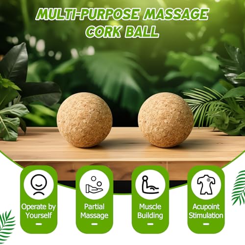 TrelaCo Cork Massage Balls Set of 2 for Fascia Release After Exercise Yoga Point Therapy Relax Muscles Relieve Stress Tools(6cm) - size: 6cm