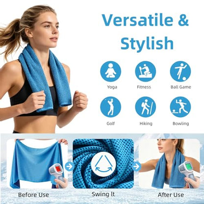 5 Pack Cooling Towel 31"x11", Microfiber Gym Towels for Men and Women，Soft Breathable Chilly Towe for Yoga, Running, Workout,Gym, Camping, Fitness, Workout