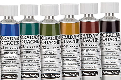 Schmincke - HORADAM® Gouache, 10 x 0,51 fl oz / 15 ml tubes, 72 701 097, 10 finest gouache colors in a metal box, highest concentration of pigments