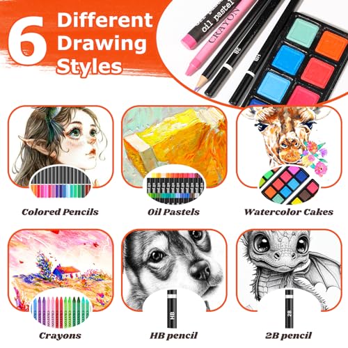 Hapikalor 156-Pack Art Kit Drawing Set with 2 Sketch Book, Crayons, Colored Pencils, Arts and Crafts Art Supplies | Crayons, Arts and Crafts Art Supplies