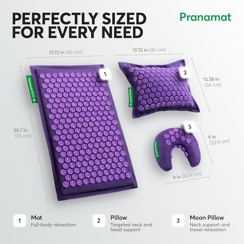 Pranamat Acupressure Large Mat with Regular & Moon Pillow Set, Premium Acupressure Therapy for Pain Relief and Relaxation, Handcrafted in Europe with Sustainable and Natural Materials (Lagoon) - color: Lagoon