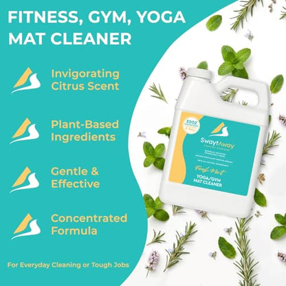 SwaytAway Fitness Mat Cleaner Concentrate Fresh Mint, 32oz Makes 4 Gallons - size: 32 Fl Oz (Pack of 1)