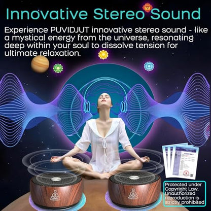 Auto Tibetan Singing Bowl, Meditation Generator Instrument - Solfeggio Bath | Portable Sound Frequency Machine Set for Yoga, Mindfulness, Vibration System of Chakra Balancing, 5 Tones, 3 Timers - color: Zen Wood
