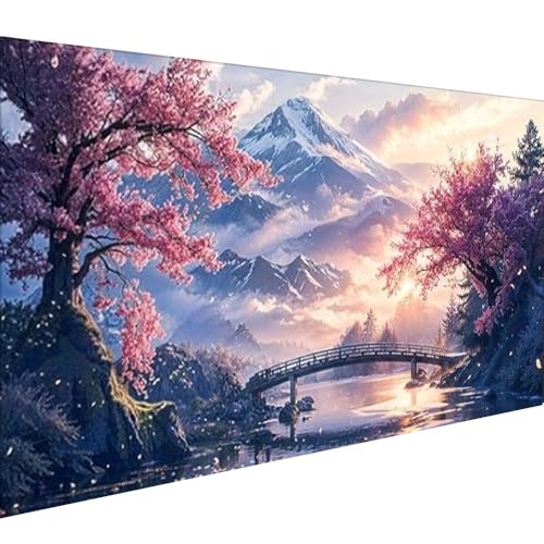 Large Diamond Painting Kits for Adults 5D Large tree and bridge Landscape Diamond Painting Kit for Adults Full Drill Trees Diamond Painting Kits Gem Art Kits for Home Wall Decor 27.5 X 15.7inch - color: 25-28 Bridges and mountain views