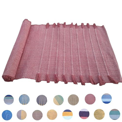 Jaipur art & Rugs Organic Cotton Yoga Mat - Eco-Friendly Hand-Woven Rug - Non Slip & Thick (24”x72”x5mm) for Everyday Fitness at Home - Comfortable Extra-Long - color: Peach