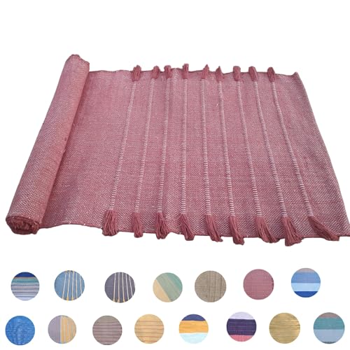 Jaipur art & Rugs Organic Cotton Yoga Mat - Eco-Friendly Hand-Woven Rug - Non Slip & Thick (24”x72”x5mm) for Everyday Fitness at Home - Comfortable Extra-Long - color: Peach