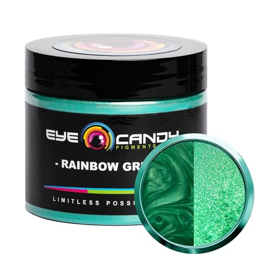 Eye Candy Pigments Premium Green Mica Powder - Rainbow Green (50gr) - for Epoxy, Resin, Soap, Paint, Woodworking, Acrylic Pouring, Bath Bombs, Fishing Lures - DIY Arts and Crafts Additive - color: Rainbow Green
