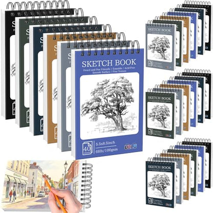 18 Pack Sketch Books Bulk 5.5x8.5 Inch Top Spiral Bound Sketch Pad 720 Total Sheets 6-Color Small Sketchbook 68lb/100gsm Acid-Free Drawing Paper for Students Beginners Travel Classroom Art Supplies - size: 5.5 x 8.5 in