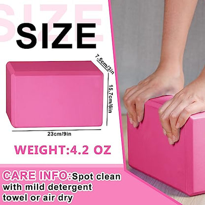 Honoson 20 Pcs Yoga Blocks Bulk 9''x6''x3'' High Density EVA Foam Blocks for Exercise Pilates Meditation, Lightweight Non-slip Surface, Improve Strength Balance Flexibility - color: Rose Red