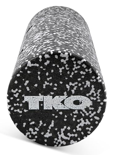 TKO 18 Inch High-Density Foam Roller | Deep Tissue Muscle Recovery & Exercise Tool | Durable Black Roller for Yoga, Pilates, Physical Therapy, and Relieving Muscle Soreness - Black/White | Exercise Tool | Durable Black Roller for Yoga, Pilates, Physical T