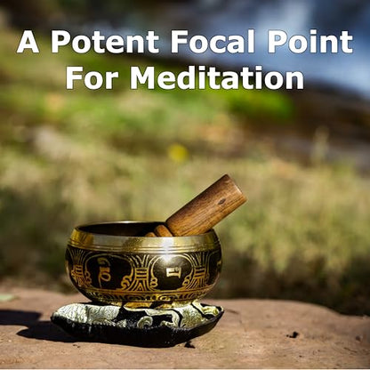 Tibetan Singing Bowl Set, Hand-Painted, Meditation, Made in Nepal, 4.5"" - size: 4.5 Inch