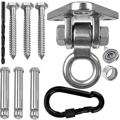 Heavy Duty Swing Hanger Bracket, 1000 lbs Capacity, 304 Stainless Steel Swing Mount with Threaded Hook, for Indoor/Outdoor Porch Swing, Hammock, Gym Rings, Punching Bag Hardware - size: 3 holes-1Pack