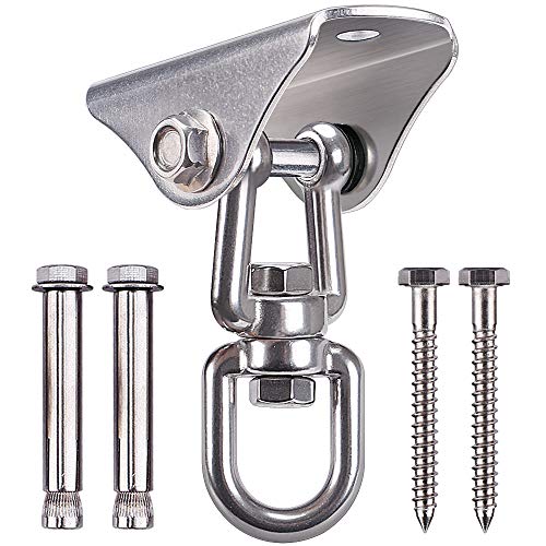 SELEWARE Stainless Steel Swing Hanger Heavy Duty Ceiling Swing Mount Free Swivel Swing Hook Swing Hardware Kit for Yoga Swing Hammock Chair Porch Swing Sets Heavy Punching Bag 1000 LB Capacity - color: 360° Swing Hanger ( 1 Pack )
