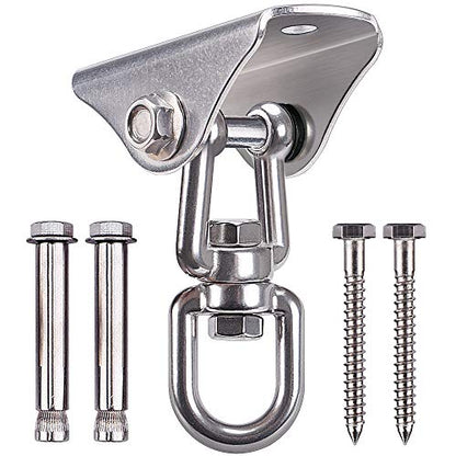 SELEWARE Stainless Steel Swing Hanger Heavy Duty Ceiling Swing Mount Free Swivel Swing Hook Swing Hardware Kit for Yoga Swing Hammock Chair Porch Swing Sets Heavy Punching Bag 1000 LB Capacity - color: 360° Swing Hanger ( 1 Pack )