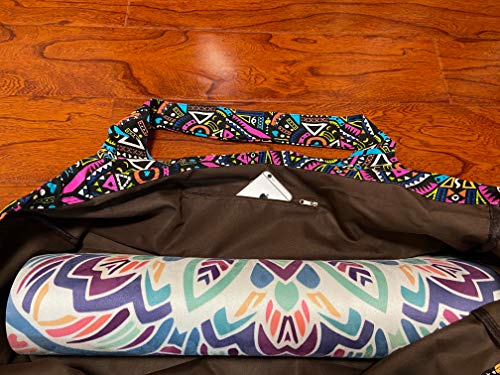 Aozora Yoga Mat Bag Large Yoga Mat Tote Sling Carrier with Pockets Fits Mats with Multi-Functional Storage Pockets Light and Durable - color: Indian