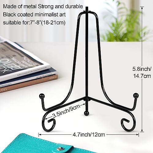 4 Pack Plate Stands For Display,Plate Holder 6 '',Picture Frame Stand of Metal,Frame and Artworks,Small Easel for Book,Tabletop Art,Picture,Photo Platter,black (21ZSJ0001)