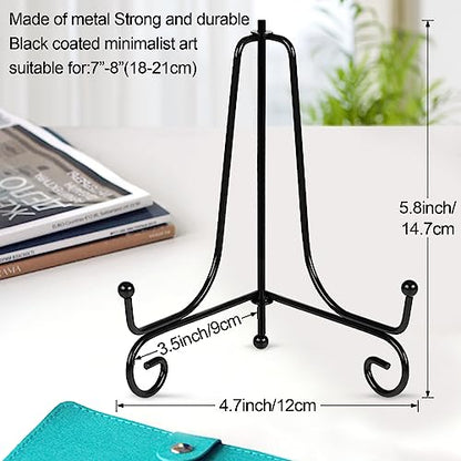 4 Pack Plate Stands For Display,Plate Holder 6 '',Picture Frame Stand of Metal,Frame and Artworks,Small Easel for Book,Tabletop Art,Picture,Photo Platter,black (21ZSJ0001)