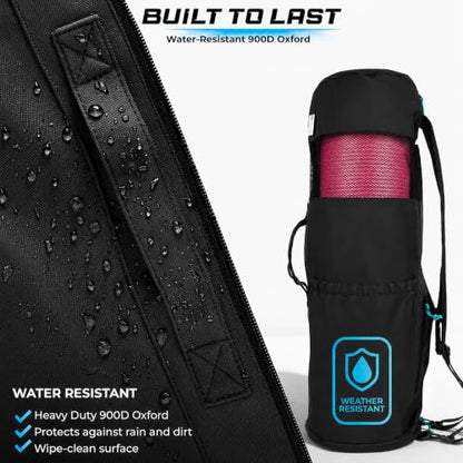 MAGNILAY Expandable Yoga Mat Bag, Adjustable Strap, Black, Large - color: Pure Black