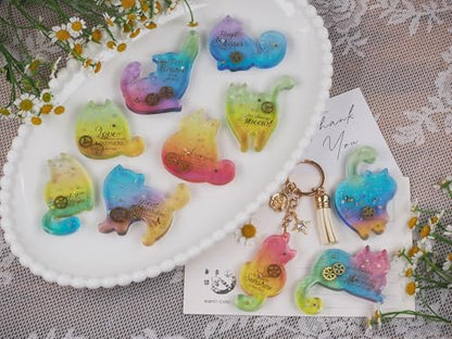 Cute Cat Silicone Resin Molds, 3D Animal Epoxy Resin Casting Molds Making Kit with Built-in Holes for DIY Keychain, Pendant, Jewelry, Bag Charm Making - Home Decor and Beginner-Friendly Craft Kit - size: Cat pendant
