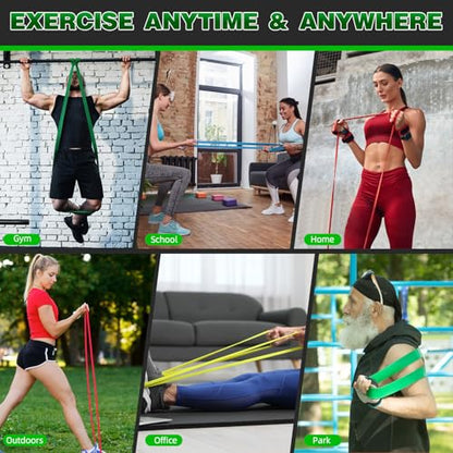 Resistance Bands for Working Out, 5-125LBS Pull Up Assist Bands Set - color: Yellow, Orange, Red, Green, blue