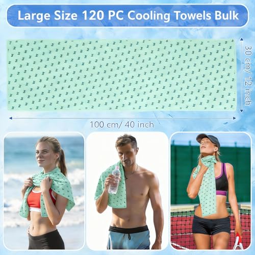 QBrand 120팩 쿨링 타월, 101.6 x 30.5cm(40 x 12인치) 얼음 통기성 쌀쌀한 땀 걸레 극세사 운동 걸레 체육관 타월 목 및 얼굴용 요가 골프 스포츠 러닝용 (GR-120) - color: Gr-120