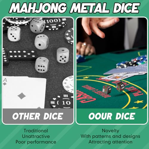 2 Pcs Mahjong Dice Metal, Classic, Black | D6 Mah Jong Dice,Standard Size Mahjong Dice, Durable Material, Replacement for Lost Dice, Board Game Mahjong Supplies - color: Black, size: Classic