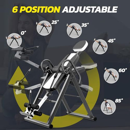 YOLEO Gravity Inversion Table for Back Pain Relief 2026 New Inversion Table | w/Lumbar Support, Easy to Assemble, Back Stretcher Machine 300 lbs - color: White