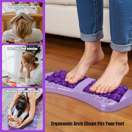 Foot Roller Massager for Plantar Fasciitis Relief, Large Size Roller Foot Massage Shiatsu Acupuncture Massage, Reflexology Tool,Heel, Arch, Muscle Aches, Foot Pain, Stress Relief - Relaxation Gift - color: Purple