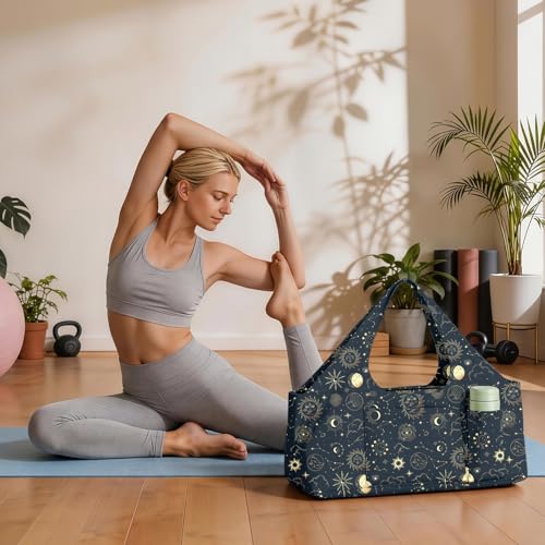 Yoga Mat Bag for Women Men Large Yoga Bag Travel - color: Sun and Moon