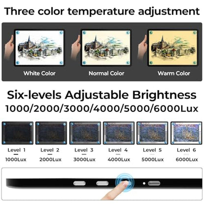 Heanolier A3 Artist tracing Light Box Copy Table,(18.2" L x 13.4" W) Super Bright Magnetic Light Pad with Side Buttons,USB-C Power Dimmerable Light Board for Diamond Painting,Tattoo Drawing,Sketching - color: Black, size: A3 without Bag